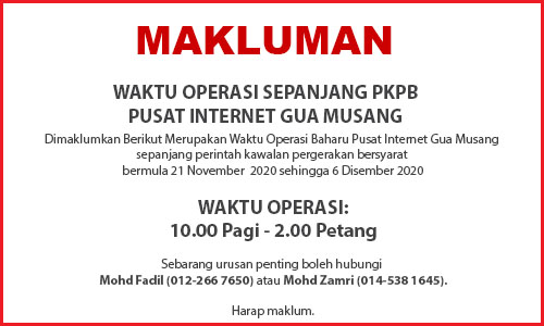 WAKTU OPERASI PKPB KELANTAN 21 nov 6 dis 2020